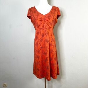 Toad&Co Dress Rosemarie Orange Floral Print Tencel Blend Casual Dress Size M‎